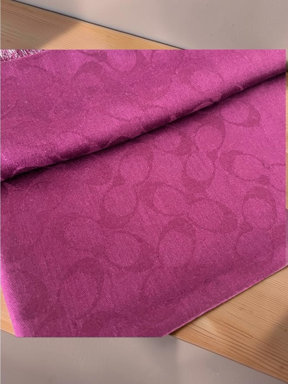 Coach BIAS Signature Jacquard Wrap in Deep Raspberry - Picture 5 of 9